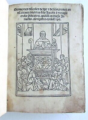 1499 INCUNABULA Sermones De Sanctis By Jacobus De Voragine INCUNABLE ANTIQUE • 5,216.59$