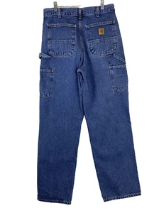 Pantalones de mezclilla azules para hombre Carhartt talla 31x31 sueltos calce original peto de trabajo - Imagen 1 de 12