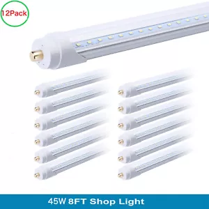 12Pack 8 Foot Led Shop Light 8FT Led Tube Light T8 T12 Single Pin 45W FA8 Bulbs - Picture 1 of 12