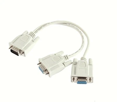 VGA to VGA 1Male VGA to 2Femlae VGA Splitter Cable 2Way VGA SVGA Monitor Adapter - Image 1 of 4
