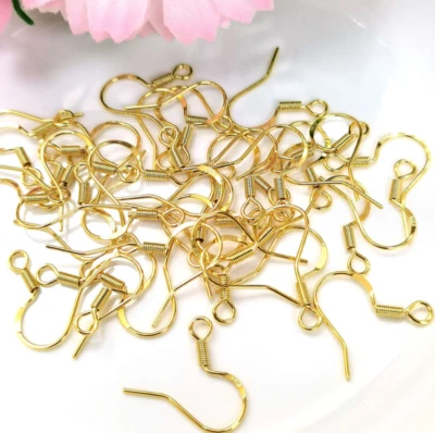 18k Gold Filled Flat French Earwire Wire Hook Earring Findings 5Pair 22G I86 - Image 1 of 4