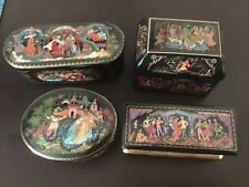 Vintage Lot Of Russian Porcelain Trinket Boxes W/ Nutcracker Music Box 1989-1991