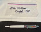 PenGems WHITE Pen Black Ink Ballpoint Silver Accent Top Clear Crystal Rainbow