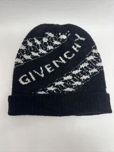 Givenchy Unisex Houndstooth Logo Wool Blend Beanie Black White - Picture 1 of 12