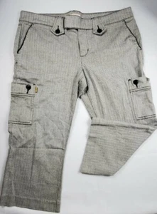 Tommy Hilfiger Jr Girls Size 13 Y2K Carpenter Cropped Jeans Grey Pockets Logo - Picture 1 of 11
