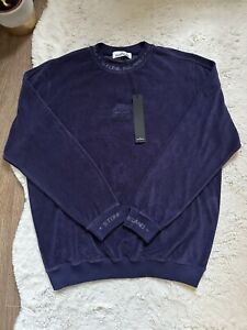 Stone Island Navy Terry Towelling Fleece Sweatshirt XL