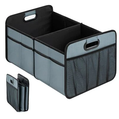 Car Trunk Organizer 2 Compartment Collapsible Trunk Storage for Truck Grey-Green - Image 1 of 4