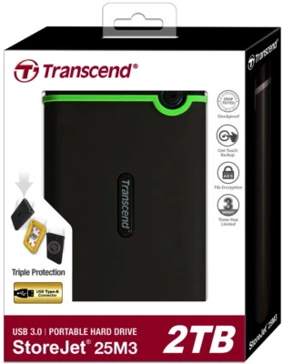 Transcend HDD externe Festplatte StoreJet 25M3 2,5 Zoll 2TB USB 3.1 iron gray - Bild 1 von 2