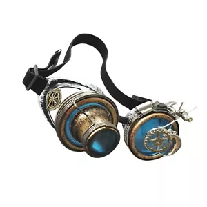 Steampunk Blue Punk Goggles Vintage Gothic Cosplay Eyewear - Picture 1 of 6