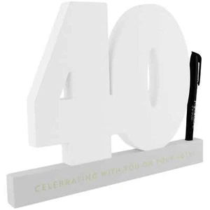40 Signature Number Block with Pen Keepsake Gift 40th Birthday Party Supplies - Picture 1 of 2