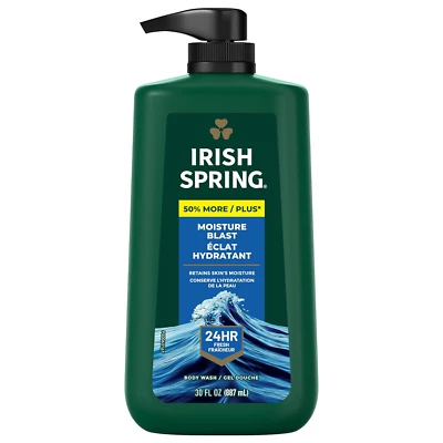 Biodegradable Body Wash Irish Spring Moisture Blast для мужчин чистая свежая 30 унций - Изображение 1 из 4
