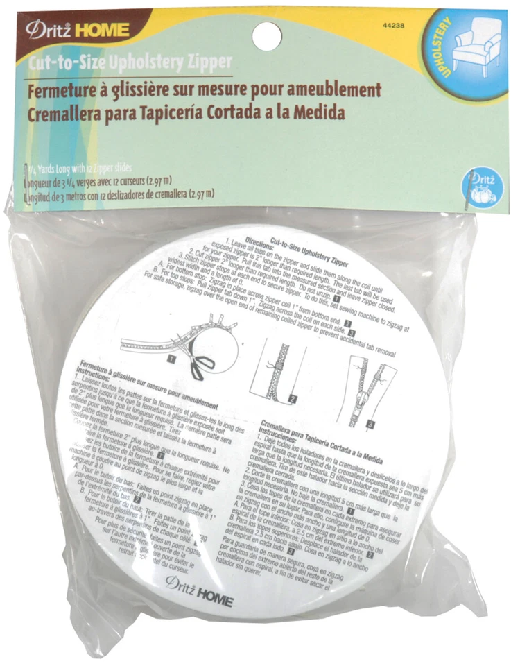 Dritz Home 44238 Nylon Upholstery Zipper, 3-1/4-Yards (Cut to Size), Cream - Image 1 of 1
