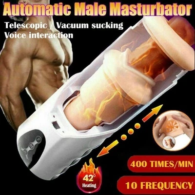 Masturbation Automatic HandsFree Male Telescopic Heating Cup Stroker Men Toy - Photo 1/4
