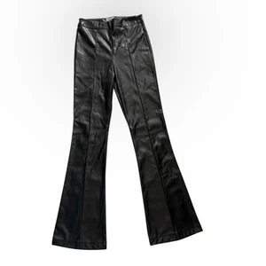 Princess Polly Damenhose Größe 2 schwarz Leder seitlicher Reißverschluss Schlag Biker " - Bild 1 von 8