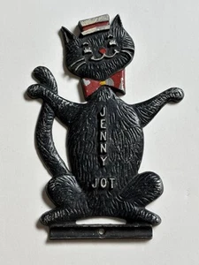 Vintage 1950’s Jenny Jot Black Cat Notebook Note Pencil Holder Wall Hanging - Picture 1 of 3