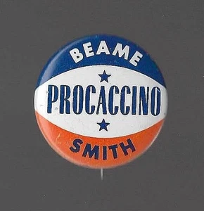"Beame*Procaccino*Smith" Pinback Button (1969) New York City Mayoral Candidate - Picture 1 of 5