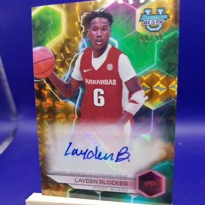 2023-24 Bowman University Best LAYDEN BLOCKER Gold Geometric Refractor Auto /50 - Image 1 of 4