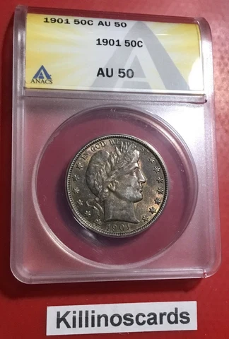 1901 Barber Half Dollar ANACS AU50 video Cover
