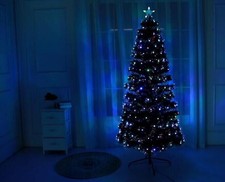 WHITE  Led & Fibre Optic Christmas Xmas Tree Lights Pre Lit Decoration 4-5-6-7FT