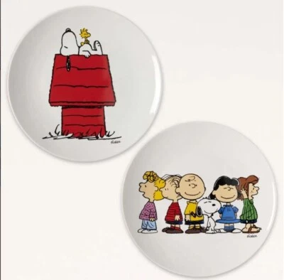 Peanuts Snoopy 2-teiliges Teller Set aus Porzellan Charlie Brown Lucy Linus - Bild 1 von 3