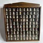 VTG Thimbles Display Case With 100 Thimbles Unique Lot Wooden Wall Bone China