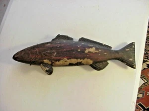 Antique RAINBOW TROUT Ice Fishing 18 inch PAINTED WOOD FISH DECOY LURE - Picture 1 of 4