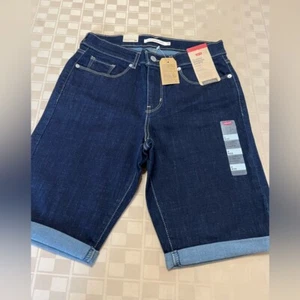 Levis Denim Bermuda Shorts Damen Classic Mid Rise Gr. 6 W28 NEU Rollbündchen - Bild 1 von 6