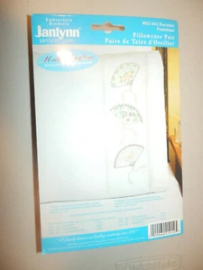 Janlynn Pillowcase Pair FANS Stamped Cross Stitch #021-1012 Fan-tastic - Picture 1 of 2