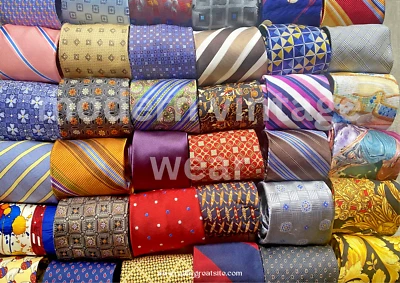50 Pcs Mens All Silk Neckties Lot Quilting Crafting Wear Lots SALE - Image 1 of 4