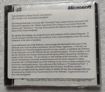 Microsoft Front Page 2000 CD Software Penn State University Copy w/Product Key - Image 1 of 3
