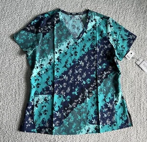 Koi Next Gen Scrub Top Women’s Large Early Energy Bias Floral Stretch Nursing - Picture 1 of 12