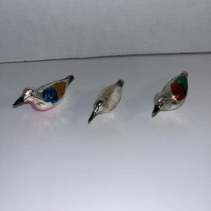 3 Vintage Hand Blown Bird Mercury Glass Ornaments Hummingbird Set Of 3 - Picture 1 of 19