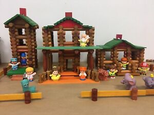 Vintage Lincoln Logs Mixed 419pc Lot Wooden Building Blocks Logs Accessories