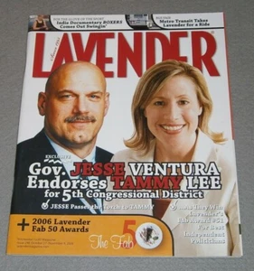 MINT! LAVENDER ~ Minnesota's GLBT Magazine JESSE VENTURA & TAMMY LEE Cover 2006 - Picture 1 of 6
