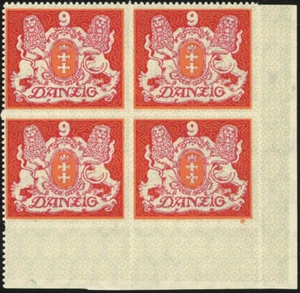 Danzig Germany Stamps Free State MNH Block of 4 w/selvedge - Sc #78/Michel #99X - Picture 1 of 2
