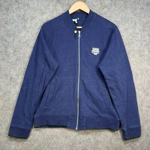 Kenzo Varsity Jacket Mens Size UK M Blue Wool Knit Cardigan Bomber Zip-Up - Picture 1 of 16