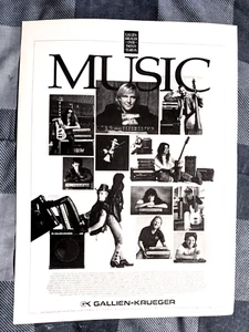 RUSH / ALEX LIFESON / 1992 GALLIEN-KRUEGER MAGAZINE PRINT ADVERTISEMENT - Picture 1 of 5