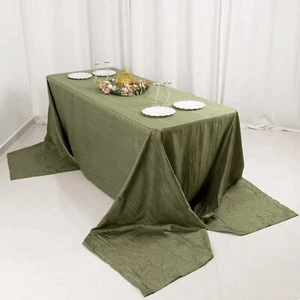 DUSTY SAGE GREEN 90"x156" Accordion Crinkle TAFFETA RECTANGULAR TABLECLOTH Party - Picture 1 of 8