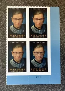 2023USA #5821 Forever Ruth Bader Ginsburg - Plate Block of 4 mint - Picture 1 of 2
