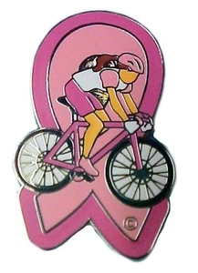 Alfiler de solapa de cáncer de mama rosa cinta de conciencia ciclista bicicleta gorra tac nuevo - Imagen 1 de 7