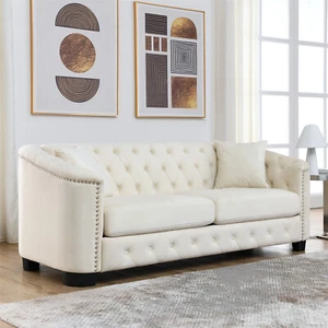 77'' 3 Seater Sofa Couch Velvet Upholstered Sofa Couch for Living Room - Picture 1 of 57