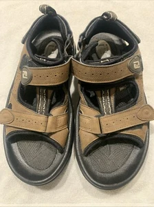 FootJoy FJ Mens Spikes Golf Sandals Brown Strap Open Toe 45493 Size 8M - Picture 1 of 14