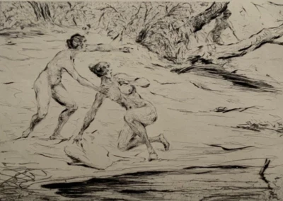 John Dähmcke Signierte Original Radierung - Badende am See - Erotik Akt Art Deco - Bild 1 von 4