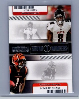 2021 Panini Contenders #RN-KPI Kyle Pitts / Ja'Marr Chase Round Numbers - Image 1 of 2