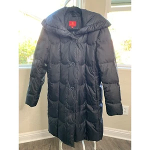 Cole Haan Womens Long Down Quilt Coat Black Size L Puffer 7661 - Picture 1 of 18