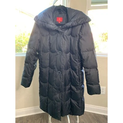 Cole Haan Womens Long Down Quilt Coat Black Size L Puffer 7661 - Image 1 of 4