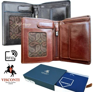 Cartera de cuero real para hombre triple RFID alta calidad nueva en caja Visconti ALP87 - Imagen 1 de 13