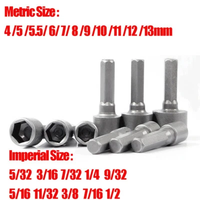 1/4" Hex Nut Driver Socket Impact Drill Bits Metric/ Imperial Various Sizes