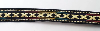 Rainbow metallic ribbon 2 yards x 5/8" X's Geometric Black, gold, red, yellow, t - Image 1 of 3