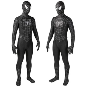 New Black Venom Spiderman Jumpsuit Spider-man Bodysuit Cosplay Costume Halloween - Picture 1 of 13